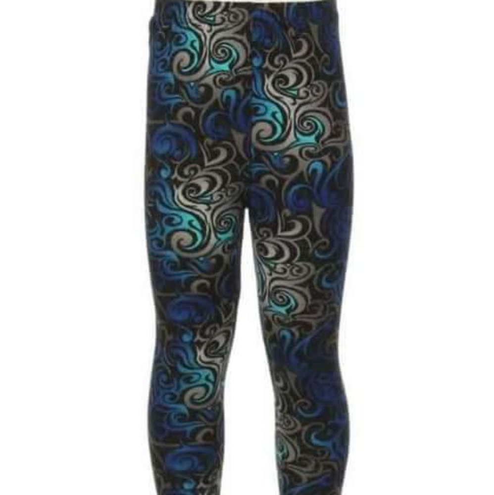 Kids Teal & Blue Abstract Print Leggings